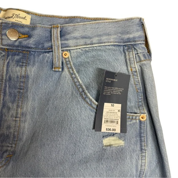 NWT Universal Thread 10 High Rise Curved Jean Barrel Light Wash Recycled Cotton - Picture 2 of 9